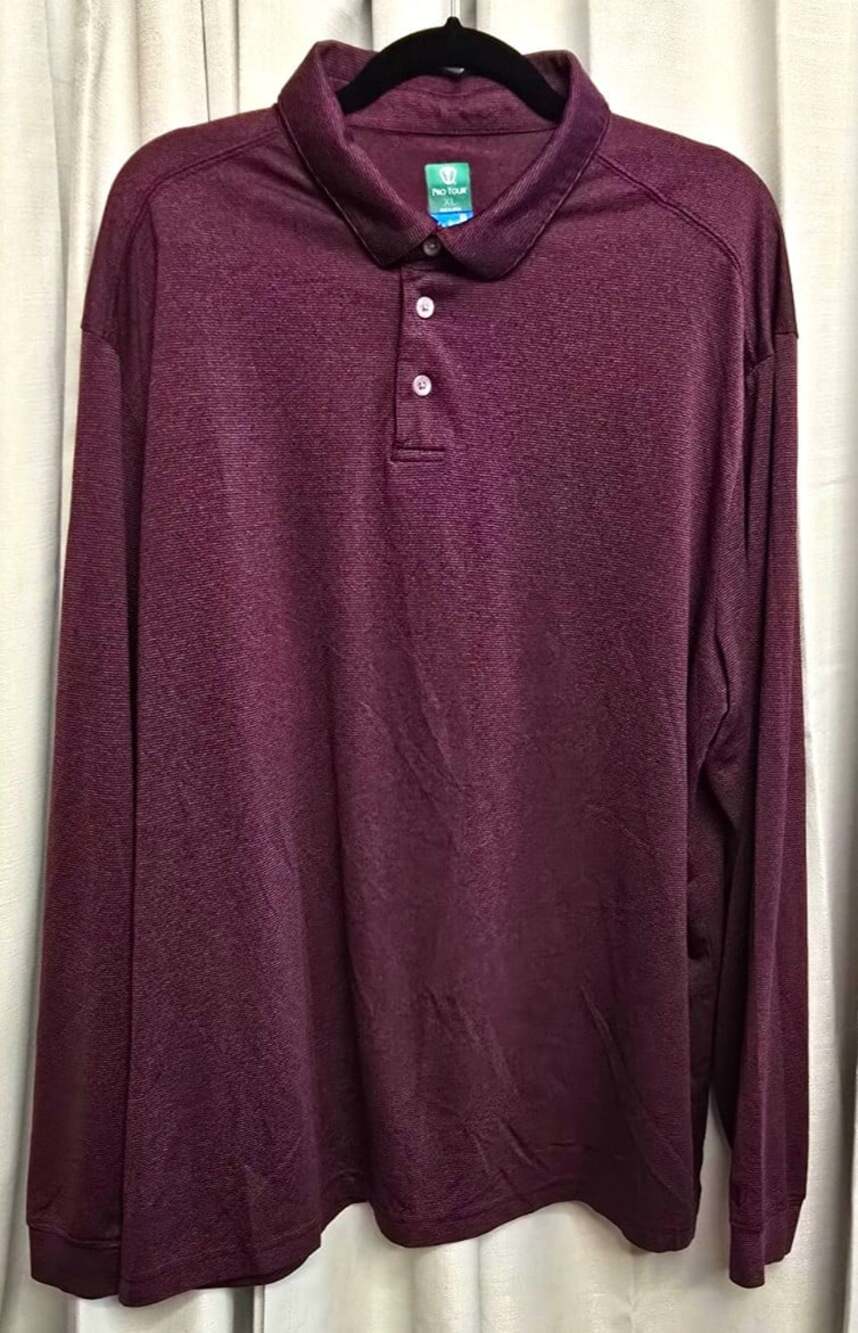 Pro Tour Coolplay Men's XL Striped Stretch Polyester Long Sleeve Polo